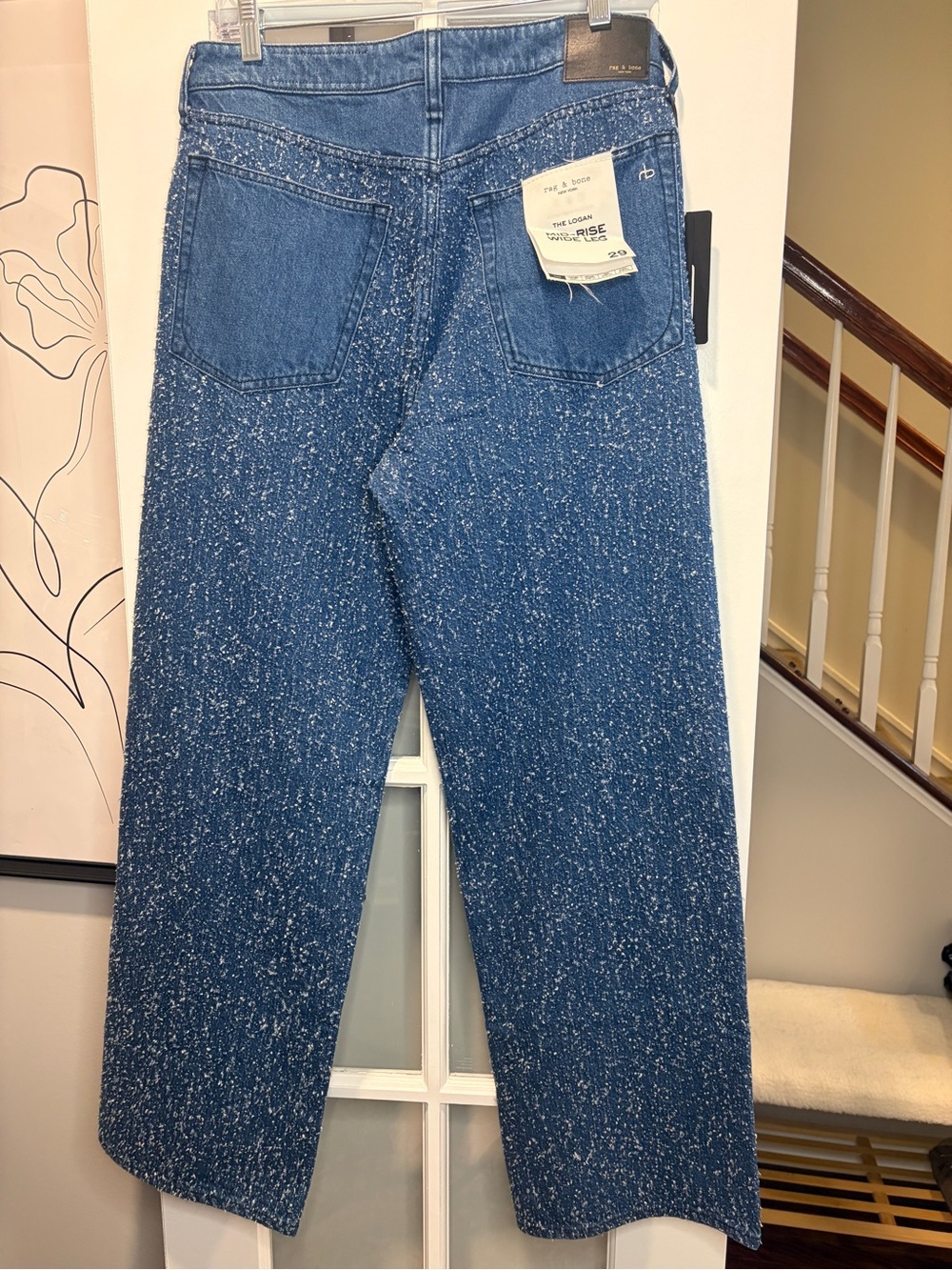 rag & bone Blue Speckled Wide Leg Jeans - Picture 4 of 6